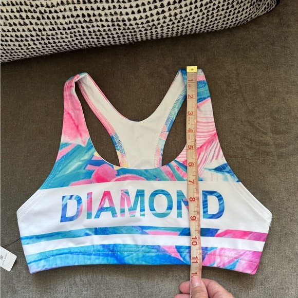 Pink White Blue Tropical Fitness Outfit set Bra and Leggings Size Medium New NWT - Picture 14 of 15